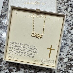 11:24 Scripture • 14K Gold Plated Necklace with Cubic Zirconia